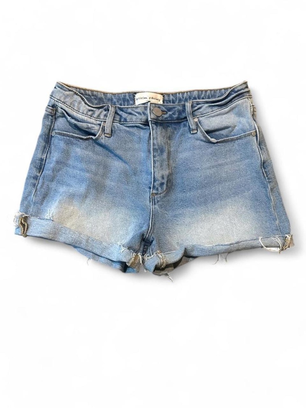 Articles Of Society Light Blue Distressed Denim Shorts